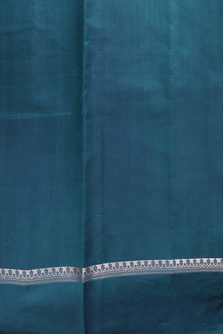 Raw Silk Saree In Dark Aegean Blue With Allover Checks Design