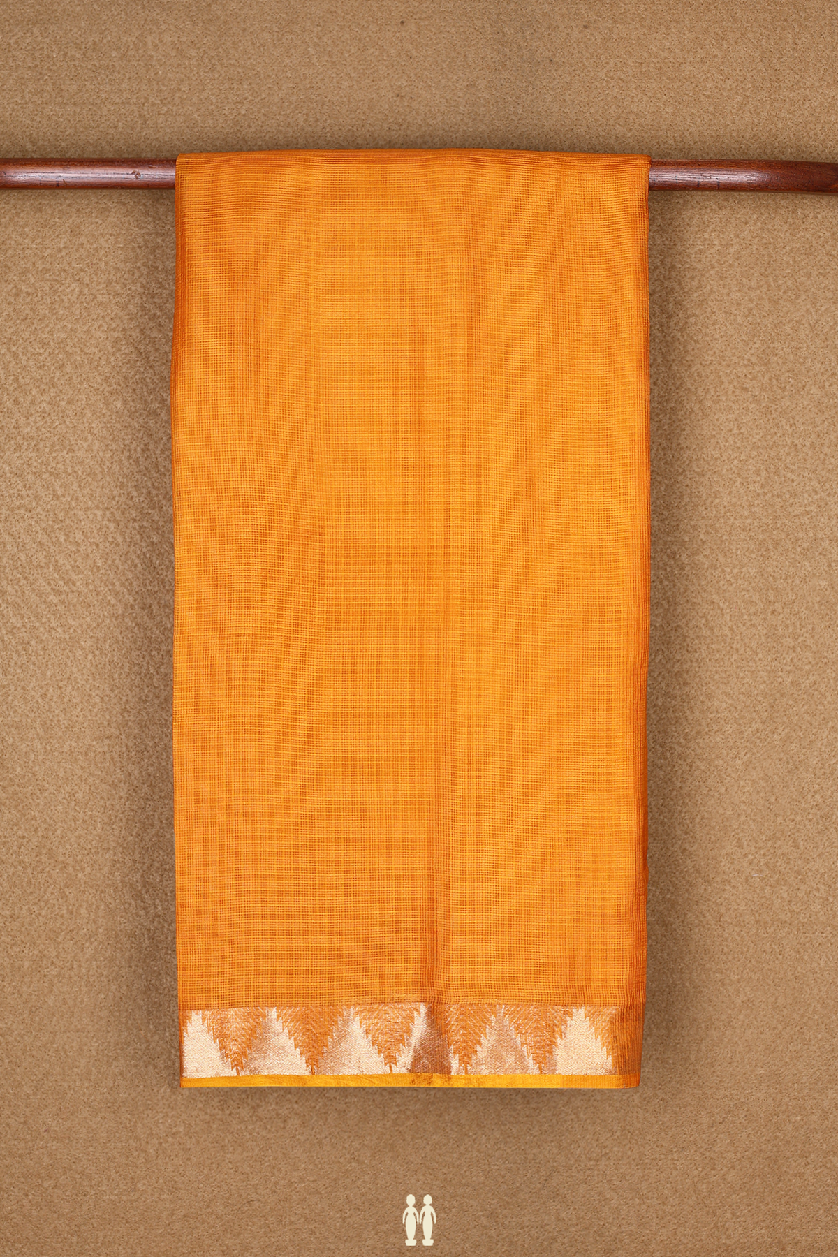 Temple Zari Border Plain Royal Orange Kota Silk Saree