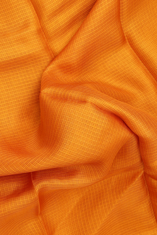 Temple Zari Border Plain Royal Orange Kota Silk Saree