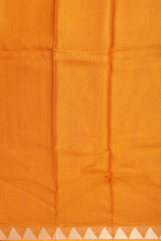 Temple Zari Border Plain Royal Orange Kota Silk Saree