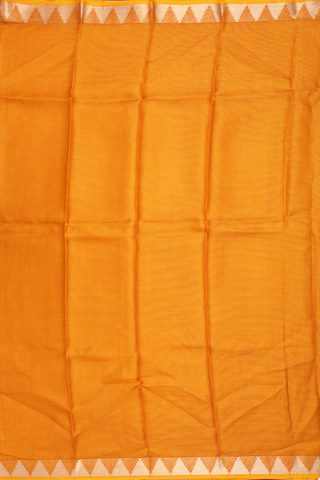 Temple Zari Border Plain Royal Orange Kota Silk Saree