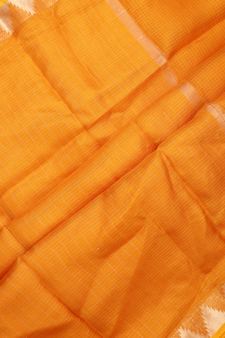 Temple Zari Border Plain Royal Orange Kota Silk Saree