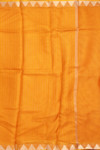 Temple Zari Border Plain Royal Orange Kota Silk Saree