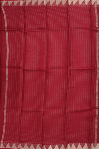 Kota Silk Saree In Ruby Red With Temple Zari Border