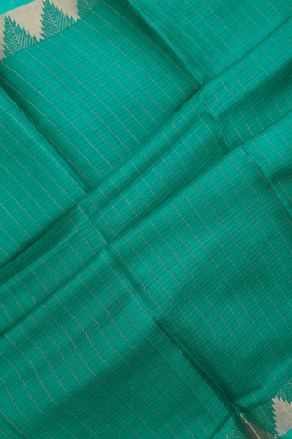 Kota Silk Saree In Teal Green With Temple Zari Border