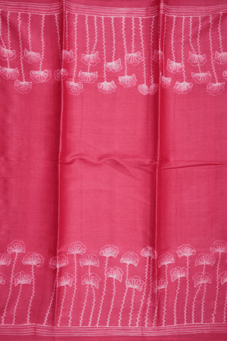 Shibori Design Rose Red Tussar Silk Saree