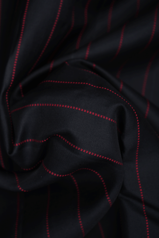 Striped Threadwork Design Black Kanchipuram Silk Saree