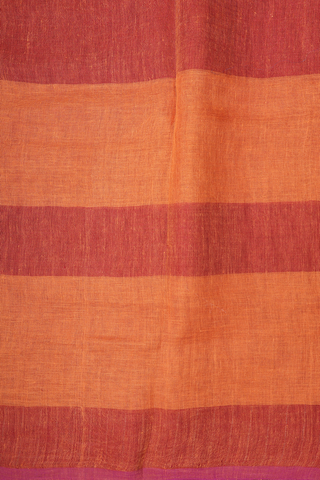 Stripes Design Red And Orange Linen Saree