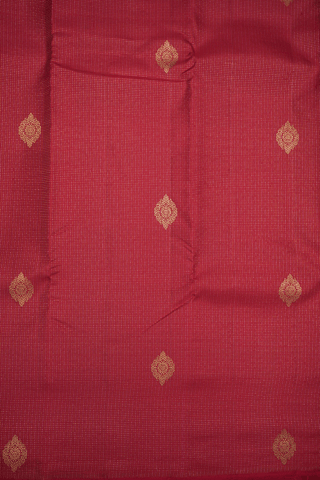 Stripes With Buttas Ruby Red Kanchipuram Silk Saree