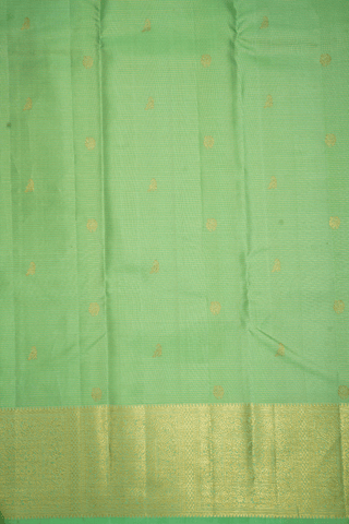 Stripes With Zari Buttas Light Green Kanchipuram Silk Saree