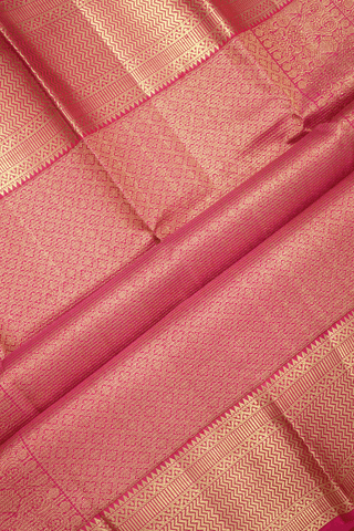 Stripes With Zari Buttas Magenta Kanchipuram Silk Saree