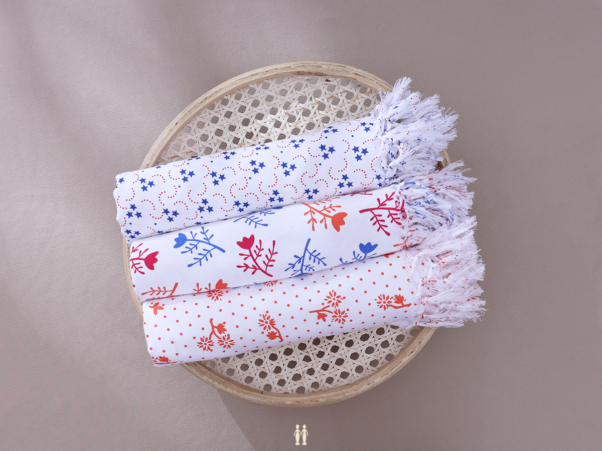 White Set Of 3 Cotton Towels