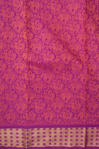 Kanchipuram Silk Saree In Purple Rose With Jacquard Pattern