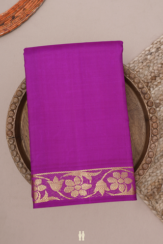 Kanchipuram Silk Saree In Purple Rose With Floral Zari Border