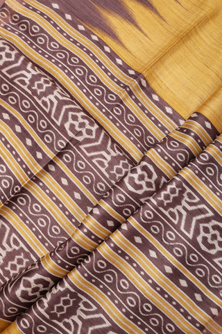 Temple Border Plain Golden Yellow Tussar Silk Saree