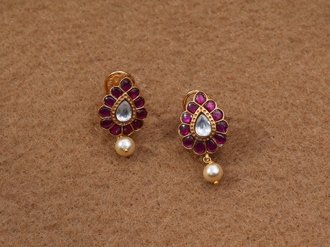 Thilagam Design Gold Plated Silver Earrings