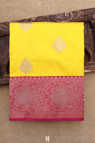 Thilagam Motifs Honey Yellow Banarasi Silk Saree