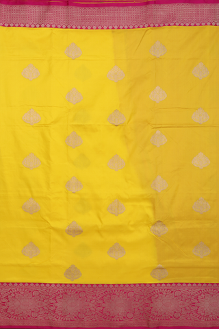 Thilagam Motifs Honey Yellow Banarasi Silk Saree