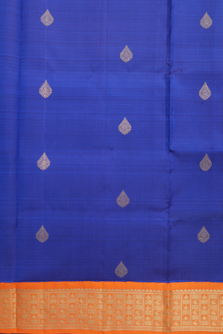 Thilagam Motifs Indigo Blue Kanchipuram Pavadai Material