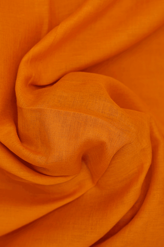 Threadwork Border Plain Ochre Orange Bengal Cotton Saree