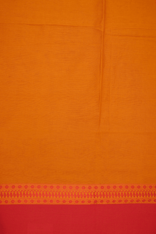 Threadwork Border Plain Ochre Orange Bengal Cotton Saree