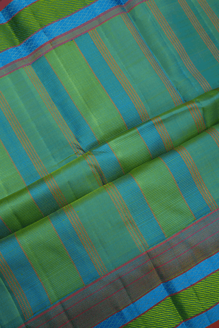 Threadwork Border Plain Seafoam Green Kanchipuram Silk Saree
