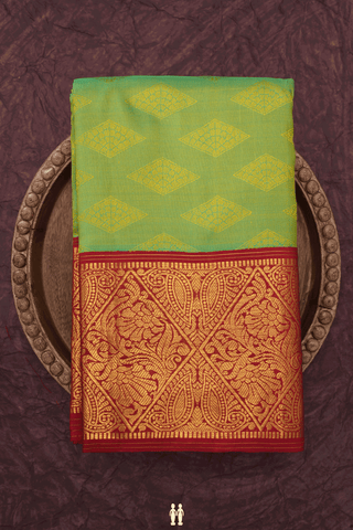 Threadwork Buttas Green Kanchipuram Silk Saree