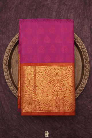 Threadwork Motifs Mulberry Pink Kanchipuram Silk Saree