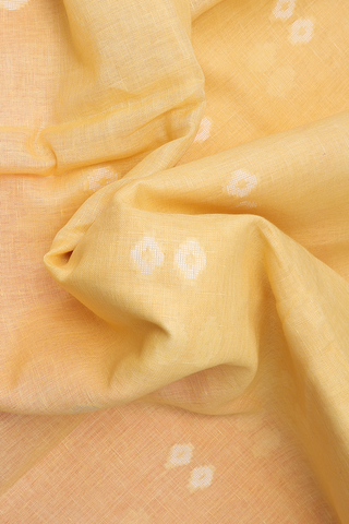 Threadwork Buttas Yellow Semi Linen Saree