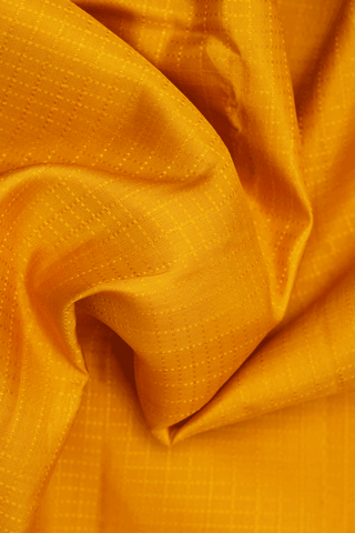 Threadwork Checks Design Honey Yellow Kanchipuram Silk Saree