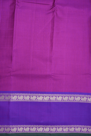 Threadwork Checks Design Purple Rose Kanchipuram Silk Saree