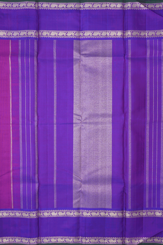 Threadwork Checks Design Purple Rose Kanchipuram Silk Saree