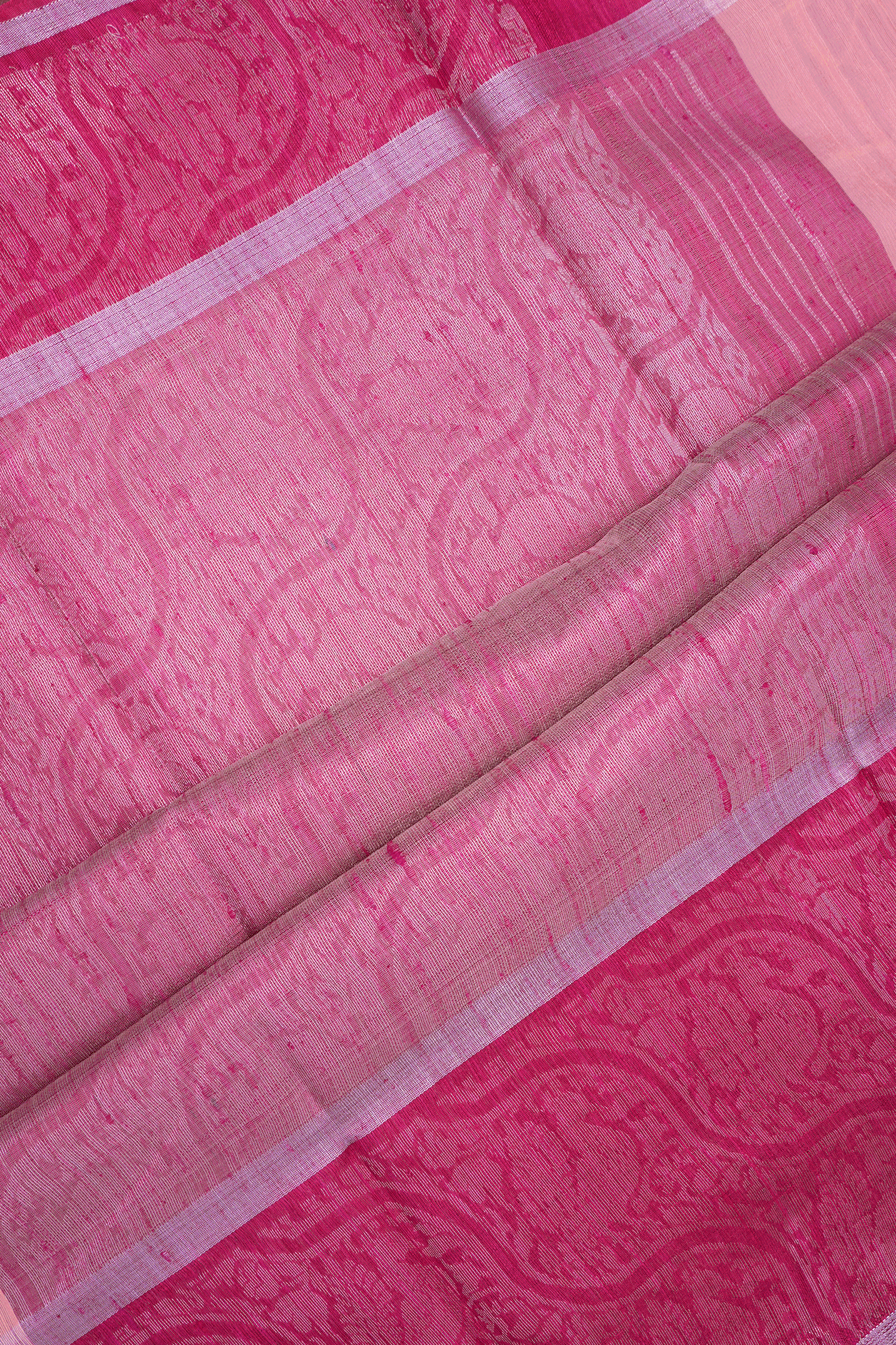 Threadwork Motifs Baby Pink Jute Saree – Sundari Silks