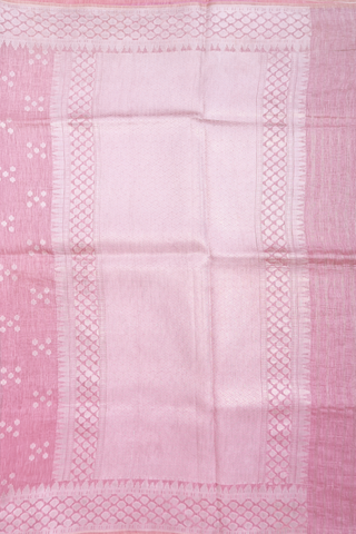 Linen Saree In Pink With Threadwork Motifs