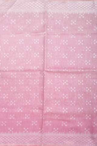 Linen Saree In Pink With Threadwork Motifs