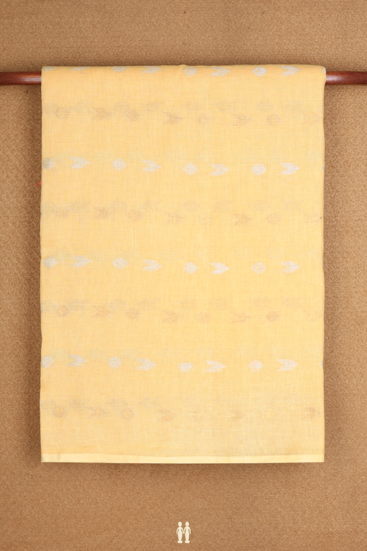 Threadwork Motifs Mellow Yellow Semi Linen Saree