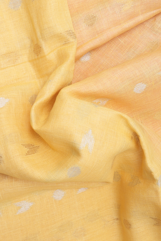 Threadwork Motifs Mellow Yellow Semi Linen Saree