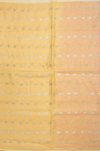 Threadwork Motifs Mellow Yellow Semi Linen Saree