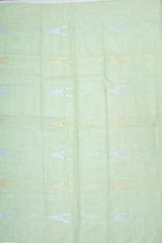 Threadwork Motifs Pastel Green Linen Saree