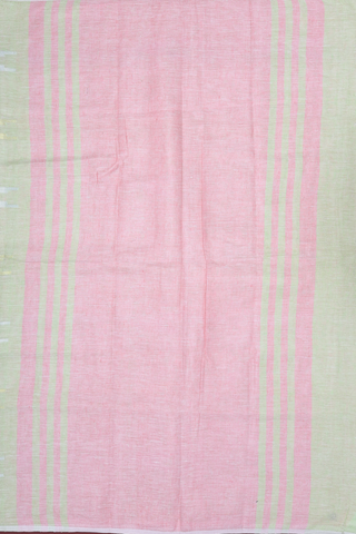 Threadwork Motifs Pastel Green Linen Saree