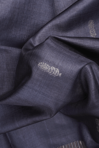 Threadwork Motifs Pigeon Grey Tussar Silk Saree