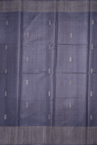 Threadwork Motifs Pigeon Grey Tussar Silk Saree