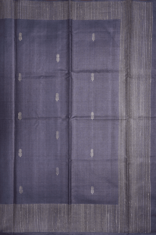 Threadwork Motifs Pigeon Grey Tussar Silk Saree