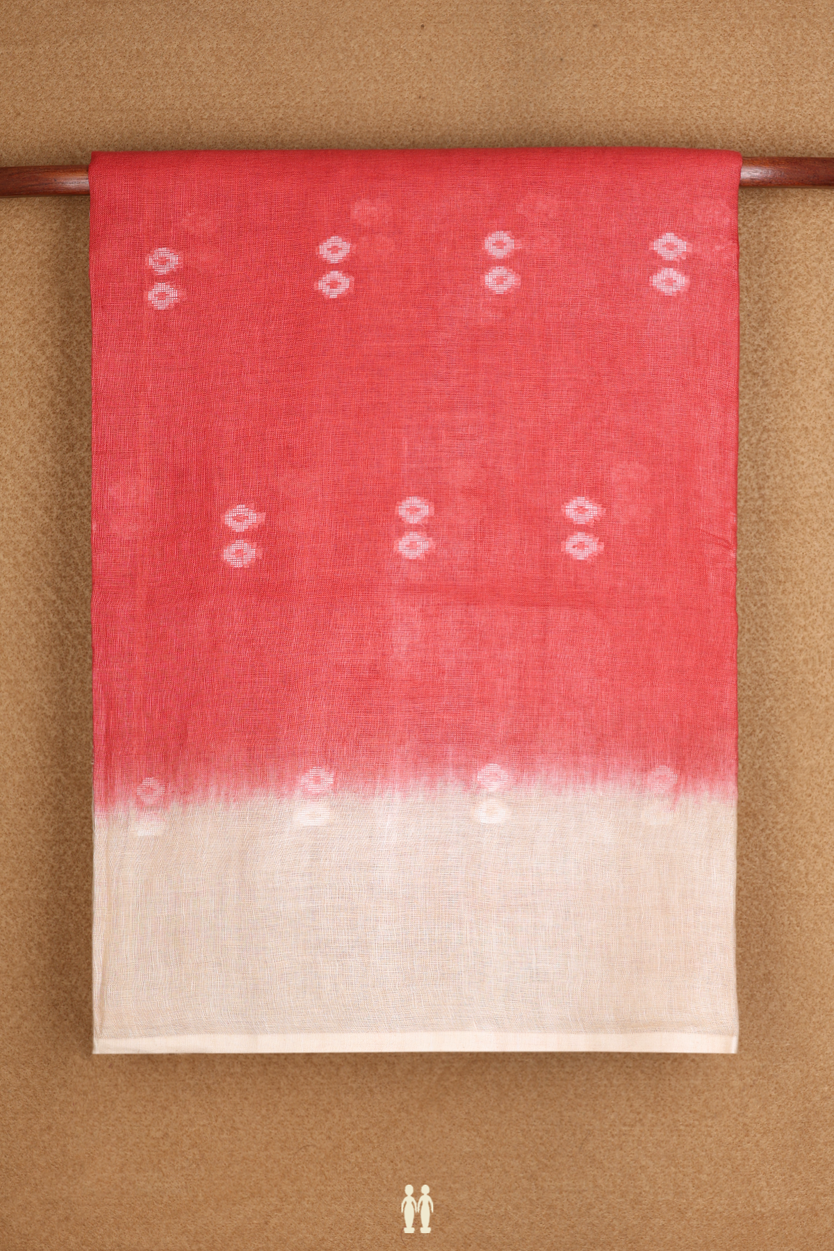 Threadwork Motifs Soft Red Semi Linen Saree