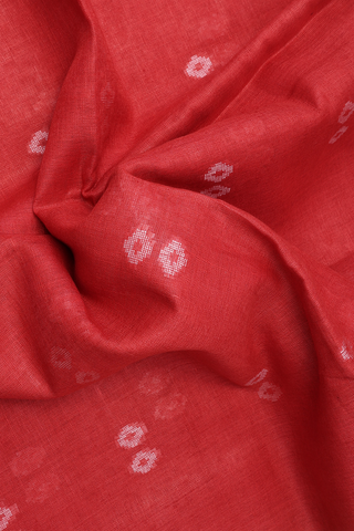 Threadwork Motifs Soft Red Semi Linen Saree