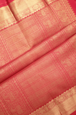 Threadwork With Buttas Crimson Red Kanchipuram Silk Saree