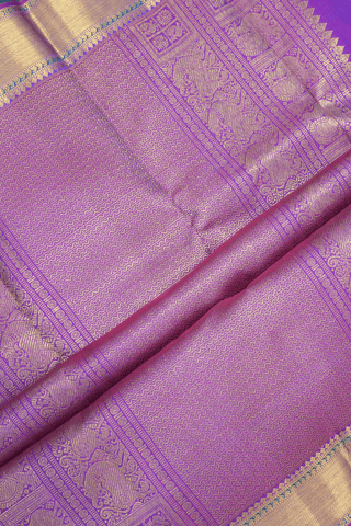 Threadwork With Buttas Peacock Blue Kanchipuram Silk Saree