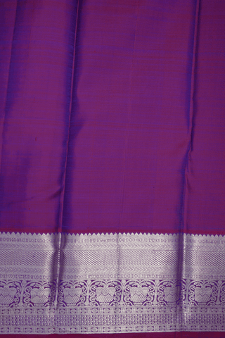 Traditional Border Plain Indigo Blue Kanchipuram Silk Saree