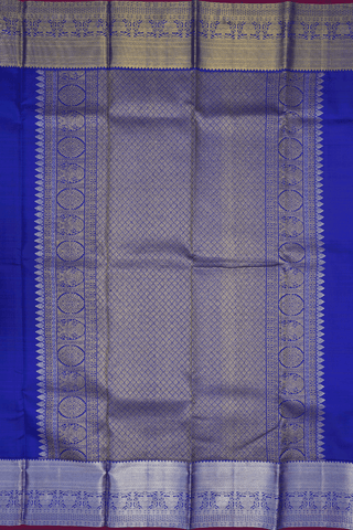 Traditional Border Plain Indigo Blue Kanchipuram Silk Saree