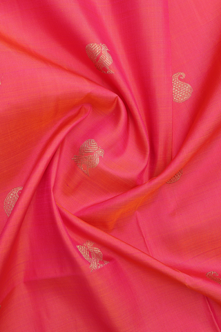 Traditional Motifs Pink Kanchipuram Silk Pavadai Material